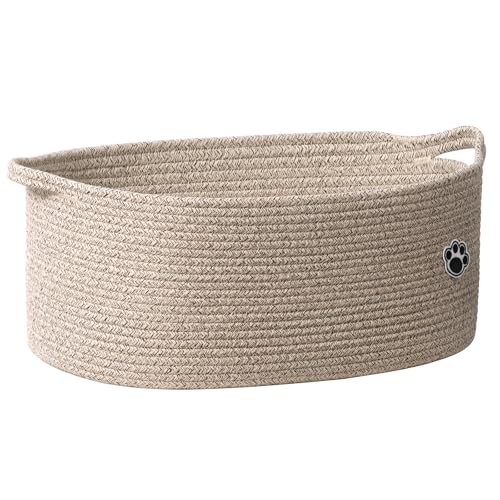 Large Dog Toy Basket, 19.7" X 11" X 7.9" Toy Storage Box for Nursery Living Room, Woven Rope Basket for Dog Cat Supplies Storage, Brown - color: All Brown, size: 19.7"L x 11"W x 7.9"H