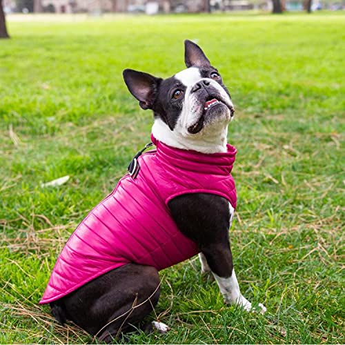 Gooby Puffer Vest Dog Jacket - Pink, X-Small - Ultra Thin Zip Up Wind Breaker with Dual D Ring Leash Water Resistant for Small to Medium Dogs - color: Pink, size: X-Small chest (12")