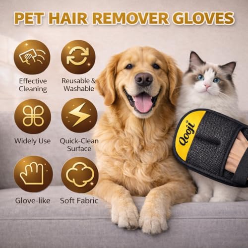 Pro Pet Hair Remover Glove–Reusable Electrostatic Fur Cleaning Mitt for Dogs & Cats, Removes Hair from Furniture, Sofa, Carpet & Car, Grooming & Deshedding Tool (BlueYellow) - color: BlueYellow