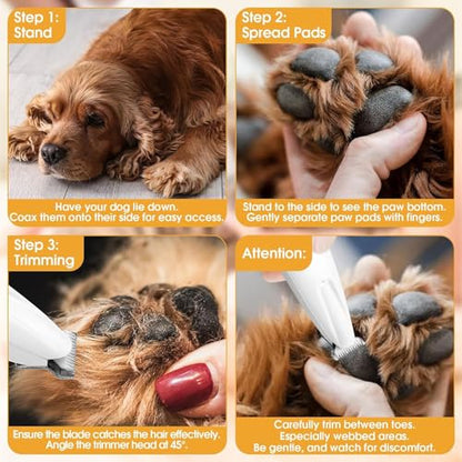 1PC Dog Paw Trimmer with LED Light,35dB Low Noise Precision Pet Paw Trimmer for Dogs Cats Grooming Clippers,Safety Electric Paw Hair Trimmer for Paws,Ears,Rump,Face,Eyes,Dog - color: 1pc Dog Paw Trimmer