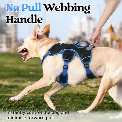 rabbitgoo Escape Proof Dog Harness Large Dogs, Soft Padded Full Body Pet Harness, Reflective Adjustable No Pull Vest with Lift Handle and Leash Clip for Walking Hiking Training, Blue & Black, M - color: Blue & Black, size: Medium (Pack of 1)