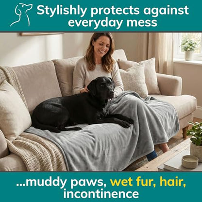 Waterproof Dog Blanket Washable – Leakproof XL Dog Blanket for Big Couch, Sectional & Car, Reversible - Gray Microfiber & Gray Sherpa Fleece, 47x57 Inches. - color: Gray Microfiber/Gray Sherpa, size: XL (47" x 57")
