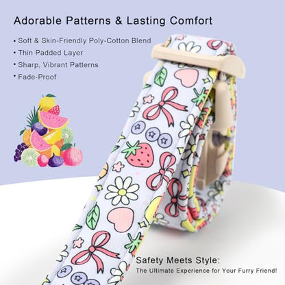 Summer Dog Collar Cute Lavender Dog Collars for Puppy Small Dogs - Lightweight Adjustable Fruit Printed Female Dogs Everyday Collar with Safety Buckle XS - color: Fruit Garden, size: XS