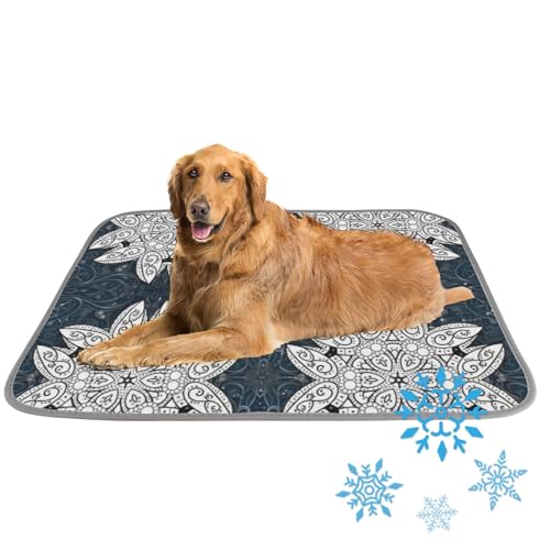 Cooling Blanket for Dogs Cats Ice Silk Dog Cooling Mat for Outside Vintage Pattern Dog Bed Small Washable Cat Pads Sleeping 28" X22" Mats Blanket Crate, Bed, Indoor& Outdoor Floor, Car Seats
