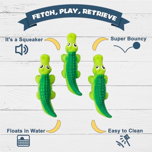 Squeaky Dog Toys for Medium Dogs, Soft Latex Squeaky Dog Ball, Cute Funny Squeak Crocodile Pet Toys - color: Crocodile - 3 Pack, size: Medium