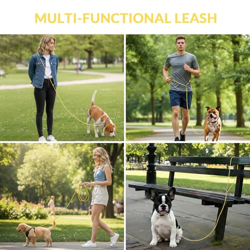 8.2ft Hands Free Dog Leash,Versatile Waist & Crossbody Lead for Medium Dogs,Waterproof & Adjustable for Running Jogging Walking, 360° Swivel Metal Buckle (Yellow) - color: Yellow