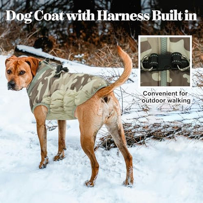 Lelepet Warm Dog Winter Coat Dog Coats for Small Dogs Waterproof Dogs Jacket with Harness Built in Reflective Cold Weather Coats Windproof Zip-Up Winter Fleece Vest Snowsuit Chihuahua Desert Camo - color: Desert Camo, size: X-Small