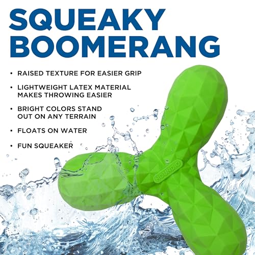 Dog Toys | Squeaky Boomerang Floating Outdoor Toy for Dogs, Value 3-Pack | Bright Color Dog Fetch Toys with Squeaker
