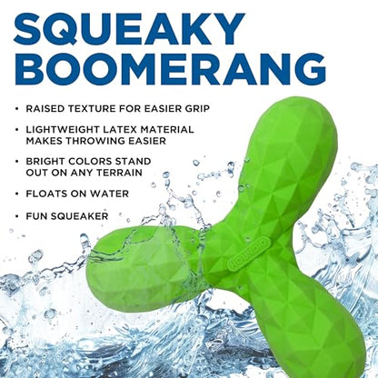 Dog Toys | Squeaky Boomerang Floating Outdoor Toy for Dogs, Value 3-Pack | Bright Color Dog Fetch Toys with Squeaker