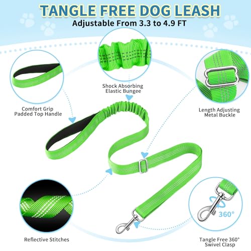 SlowTon No Pull Small Dog Harness and Leash Set, Puppy Soft Vest Harness Neck & Chest Adjustable, Reflective Lightweight Harness & Anti-Twist Pet Lead Combo for Small Medium Dogs (G-Front Clip,XXS) - color: B-Light Green - With Front Clip, size: XX-Small