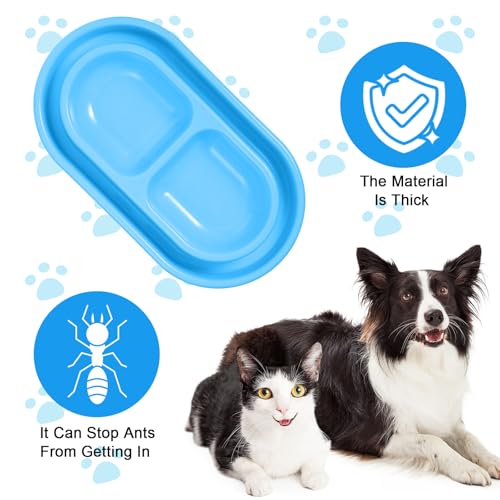 1 Pcs Cat Food Bowl 25 oz Plastic Cat Dog Pet Food Bowl Double No Spill Feeding Water Bowls Ants go Away Feeding Bowls for Small Medium Pets (Blue)