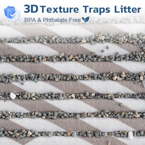 Extra Large Cat Litter Mat, 40x25 Inch Trimable & Soft Foam Pad, Leak-Proof & Non-Slip Bottom, Machine Washable, Scatter Control for Litter Box Area (Beige Geo)