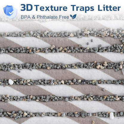 Extra Large Cat Litter Mat, 40x25 Inch Trimable & Soft Foam Pad, Leak-Proof & Non-Slip Bottom, Machine Washable, Scatter Control for Litter Box Area (Beige Geo)