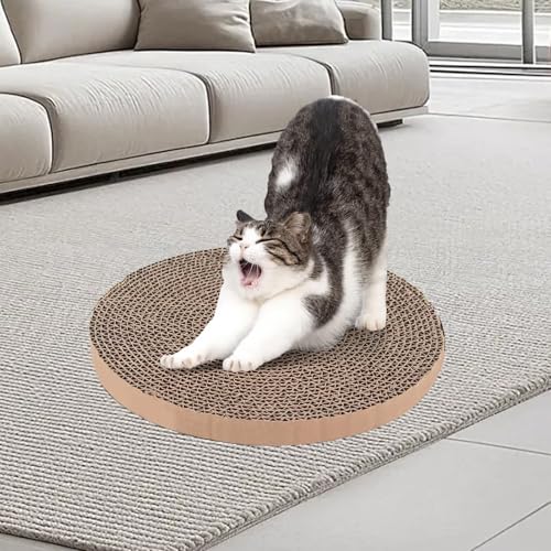 Extra Large Round Cat Scratcher Refill Pads - 15.7 Inch Diameter, 1 Inch Thick, Cardboard Scratching Board Replacement for Cats, 4 Pack - color: 4-Pack Refills