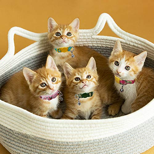 4 Pack Cat Kitten Collar Breakaway with Bell Quick Release Safe Buckle Adjustable Cat Kitten Collar - color: 2#Fruit, size: Kitten(Neck:6"-8")
