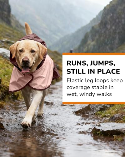 Waterproof Dog Raincoat with Hood, Extended Coverage Rain Jacket for Large Dogs, Wind-Resistant Secure Fit with Leg Straps, Reflective, Leash Hole, Easy Hook & Loop Fastener On/Off, Pink, L - color: Pink, size: Large