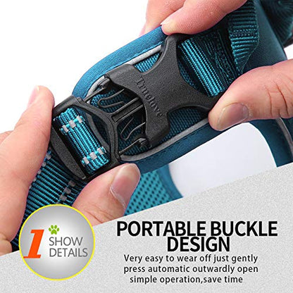 JUXZH Truelove No Pull Dog Harness with Easy Control Handle and 2 Leash Attachments,Reflective Adjustable Pet Vest - color: Teal Blue, size: X-small (Pack of 1)