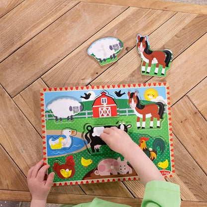 Melissa & Doug Farm Wooden Peg Puzzle (8 pcs) - style: Farm