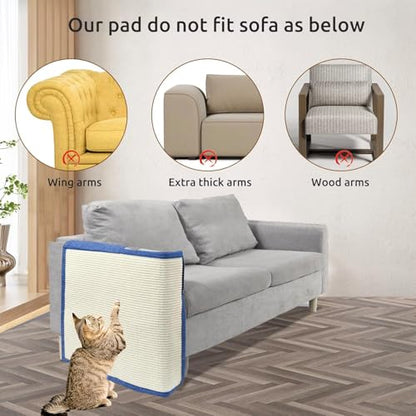 Cat Scratch Furniture Protector with Natural Sisal for Protecting Couch Sofa Chair Furniture,Couch Cat Scratch Protector 23.6" W*19.7" H (Dark Blue, Right Hand) - color: Blue