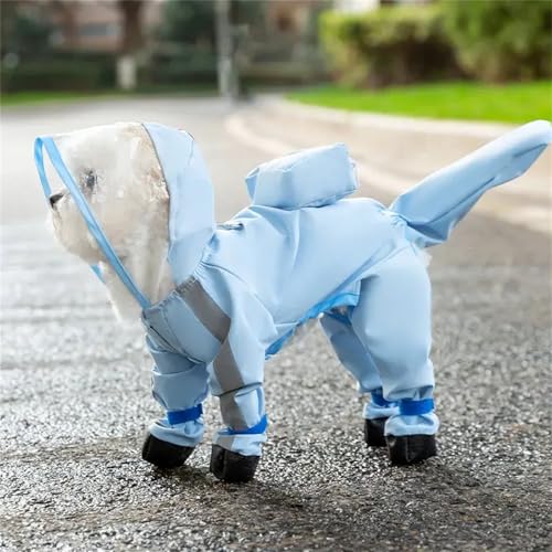 Dog Raincoat with Boots,Waterproof Dog Raincoats with Hood,Raincoat with Reflective Strap, Lightweight Rain Jacket with Leash Hole (Blue Cloud (Detachable Tail), XS (1-3lb)) - color: Blue Cloud (detachable tail), size: XS (1-3lb)