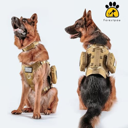 Dog Harness Medium Sized,Tactical Dog Harness with Handle,No Pull Military Style Service Dog Vest with Pockets Adjustable for Medium Dogs,Brown,Chest 17-25" - color: Brown, size: S:Chest 17-25",Fit 20-35lbs