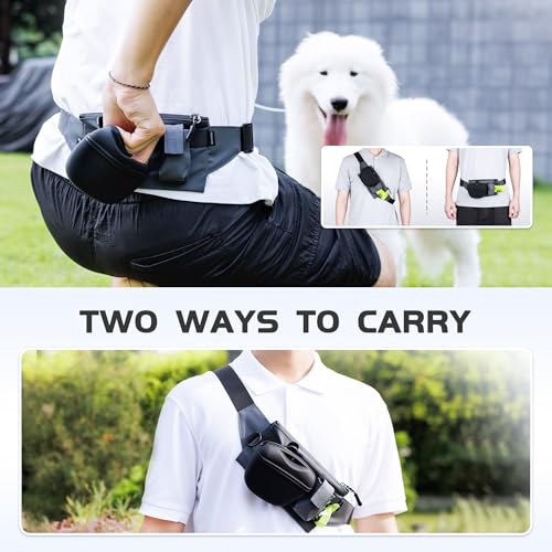2 In 1 Dog Treat Pouch for Training, Upgrade Treat Pouch for leash with Removable Clip on Silicone Treat Bag & Built-in Poop Bag Dispenser,Waist Belt Fanny Pack for Pet Puppy Training Walking Hiking