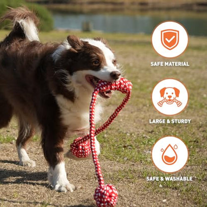 Durable Dog Rope Toys for Large-Medium Dogs, Interactive Dog Toys for Tug of War and Aggressive Chewers. 2 Cotton Pack Indestructible Teeth Cleaning and Interaction Toys.