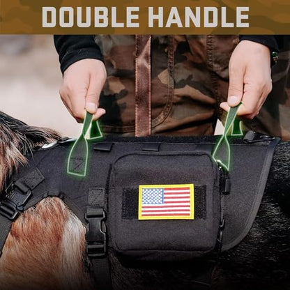 Dog Harness Medium Sized,Tactical Dog Harness with Handle,No Pull Military Style Service Dog Vest with Pockets Adjustable for Medium Large Dogs,Black,Chest 22-35" - color: Black, size: M:Chest 22-35",Fit 30-80lbs