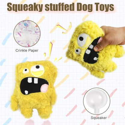 Squeaky Dog Toy, Plush Stuffed Dog Toy Keep Them Busy Tug of War Dog Chew Toy for Small Medium Large Dogs (Yellow) - color: Yellow