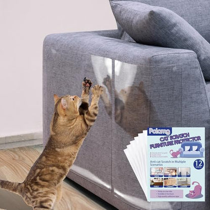 Anti-Cat Scratch Furniture Protector-12-Pack –Single-Sided, Heavy-Duty Self-Adhesive Tape, No-Residue for Couch, Doors & Walls - NO PINS - size: 12P NO Pins