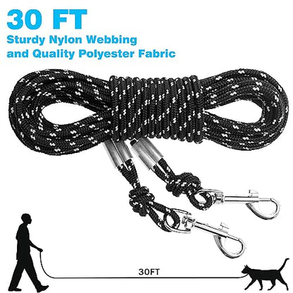 Reflective Cat Leash - 30 Feet Yard Long Leash, Escape Proof Durable Walking Leads, Safe Extender Pet Tie Out Leash Outdoor Training Playing Camping for Kittens/Puppies/Rabbits/Small Animals - size: 30ft