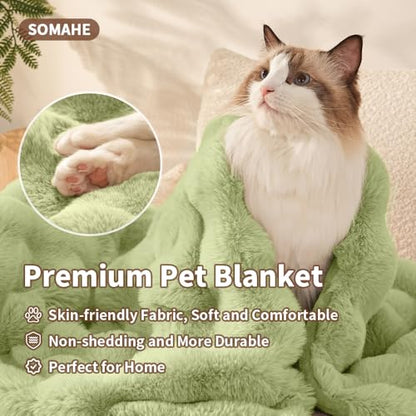 Pet Blanket, Reversible Sherpa & Bubble Fleece Pet Throw, Ultra-Soft Plush for Cats & Small Dogs, Machine Washable, Anti-Static, Warm & Cozy,28"×22" Inch Green - color: Green, size: 28"L x 22"W Inches