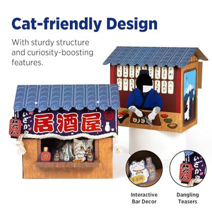 SMILE PAWS Cat Beds for Indoor Cats, Cardboard Cat House with Scratchers, Izakaya Bar, Large Sturdy Cat Furniture Condo Cave Tent, Easy to Assemble Pet Toys Accessories Stuffs, Bunny Small Animals - style: Izakaya Bar