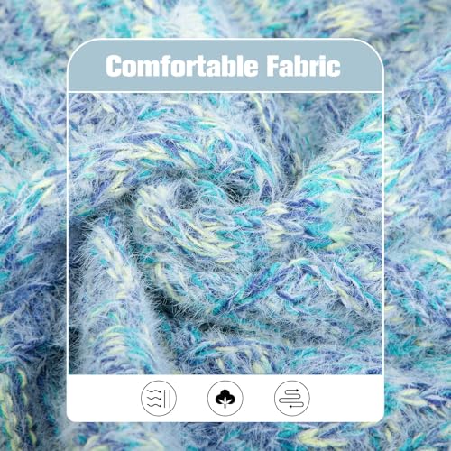BEAUTYZOO Small Dog Sweater -Turtleneck Pullover Classic Cable Knit Fuzzy Winter Coat Dog Cold Weather Clothes for Small Medium Dogs Puppy Girl Boys(Gradient Cyan, L) - color: Cyan Blue, size: L (Back: 20",Chest: 26", Neck: 17")