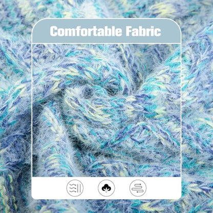 BEAUTYZOO Small Dog Sweater -Turtleneck Pullover Classic Cable Knit Fuzzy Winter Coat Dog Cold Weather Clothes for Small Medium Dogs Puppy Girl Boys(Gradient Cyan, L) - color: Cyan Blue, size: L (Back: 20",Chest: 26", Neck: 17")