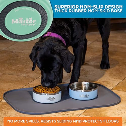 Master Pet Supply Stainless Steel Dog Bowls - 25 oz, Heavy Duty - Pistachio, Double Wall Extra-Thick Insulated, Non-Slip Pet Water Bowl for Dogs, Cats & Pets, Anti Rust Metal, Dish Washer Safe - color: Pistachio, size: 3 Cups (25 oz)