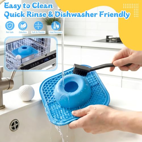 Slow Feeder Dog Bowls & Lick Mat for Liquid and Thick Treat, Anti-Slip Dog Lick Bowl with Interactive Rolling Ball, 5/6 Cup Pup Licking Toy for Large Medium Small Dogs and Cats Blue - color: Blue