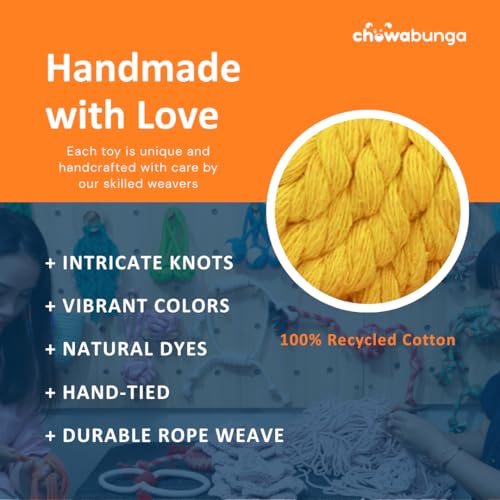 Sunny the Duck Dog Toy Yellow Duck Handmade Eco Cotton Rope Calming Dog Toy with Natural, Non-Toxic Dyes - Safe Toy for Dogs Small & Medium Breed