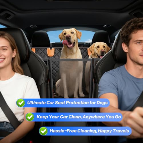Back Seat Extender for Dogs,Hard Bottom Dog Car Seat Cover for Back Seat,Waterproof Dog Hammock with Door Protection, Anti-Scratch Pet Back Seat Cover for Car, SUV, Holds 420lbs, Black - size: Door Mounted