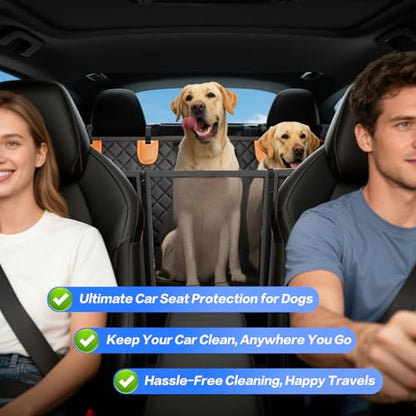 Back Seat Extender for Dogs,Hard Bottom Dog Car Seat Cover for Back Seat,Waterproof Dog Hammock with Door Protection, Anti-Scratch Pet Back Seat Cover for Car, SUV, Holds 420lbs, Black - size: Door Mounted