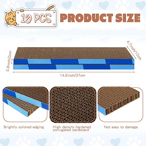 Tatuo 10 Pcs Cat Scratching Pads Large Cat Scratcher Cardboard 14.6 x 4.7 Inch Double Sided Scratch Board, Non-Toxic, Durable, Safe for Pets