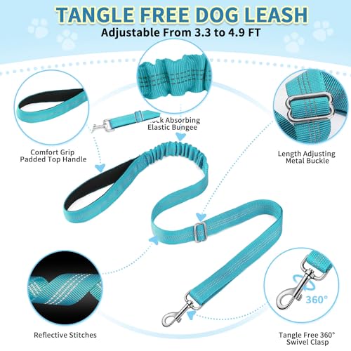 SlowTon No Pull Small Dog Harness and Leash Set, Puppy Soft Vest Harness Neck & Chest Adjustable, Reflective Lightweight Harness & Anti-Twist Pet Lead Combo for Small Medium Dogs (BL-Front Clip,XS) - color: B-Teal - With Front Clip, size: X-Small
