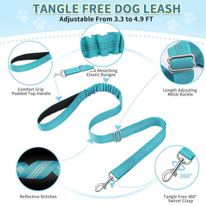 SlowTon No Pull Small Dog Harness and Leash Set, Puppy Soft Vest Harness Neck & Chest Adjustable, Reflective Lightweight Harness & Anti-Twist Pet Lead Combo for Small Medium Dogs(BL-Front Clip,S) - color: B-Teal - With Front Clip, size: Small