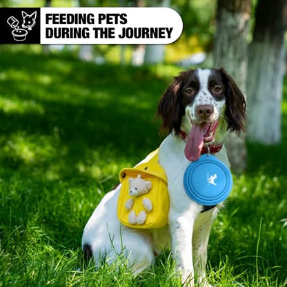 Rest-Eazzzy 2-Pack Silicone Collapsible Dog Bowls, BPA Free Dishwasher Safe, Portable Foldable Travel Bowl, Food Water Feeding Cup Dish for Dogs Cats with 2 Carabiners (Grey, Blue, 600 ML) - color: Grey, Blue