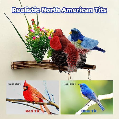 LEWISER Cat Toys Chirping Tit 2 Pcs with Catnip SilverVine, Suitable for Cat Wand Toys, Simulation Bird Design, Interactive Toys for Indoor Kitty Kitten Exercise, Red and Blue - color: Chirp Tit A