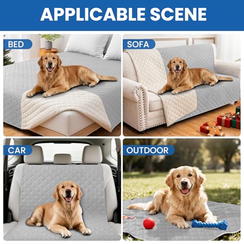 Waterproof Dog Blanket, Non-Slip Soft Pet Bed Cover, Couch Cover for Dogs Washable, Protects Sofa, Furniture, Crate, Car, Tear Resistant Leakproof Pet Blanket (30x70 Inch, Light Grey) - color: Light Grey, size: 30" x 70" (Pack of 1)