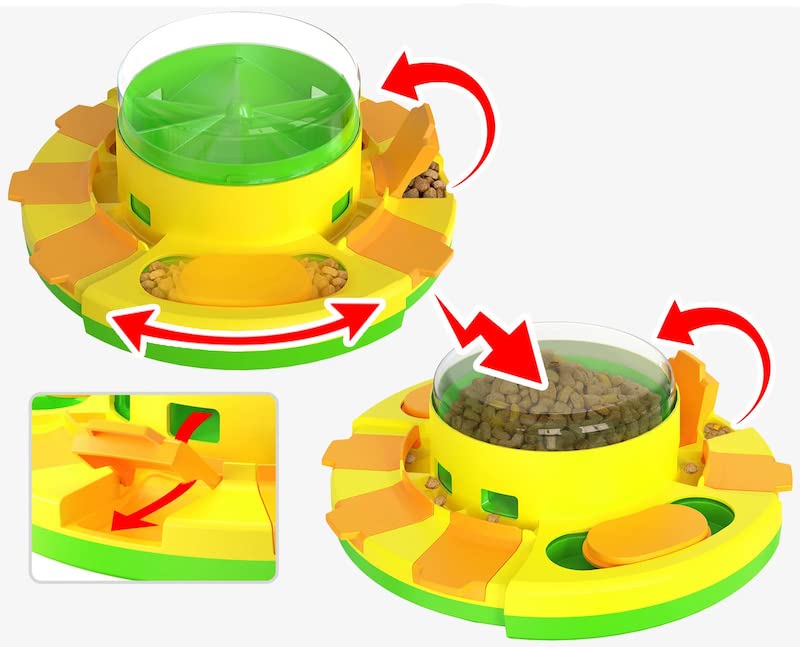 Piggy Poo and Crew Treat Popper Slow Feeder Interactive Food Dispenser Puzzle Game for Dogs Puppies Rabbits Pigs Small Animals - color: Green and Yellow