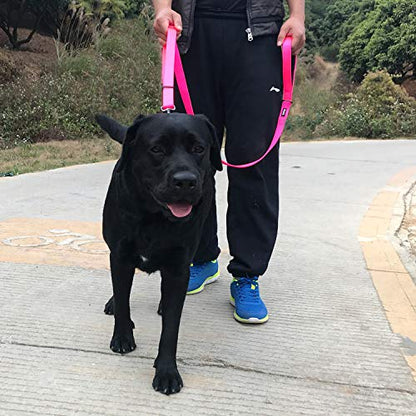 Pets Premium Adjustable 6 Feet Leash with Super Soft Neoprene Padded Handle - Heavy Duty Nylon Lead for Medium Large Giant DogsTraining and Daily Use. (Large, Hot Pink) - color: Hot Pink, size: Large Adjustable 6 Feet