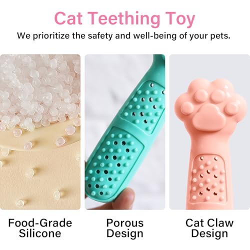 Cat Teething Toy, Cute Paw Chew Toys for Cat Dental Care, Pet Treat Dispenser Toy for Kitten Chewing, Kicking and Boredom Releasing, Pet Puzzle Toys (Pink-2 PCS) - color: Pink-2 PCS