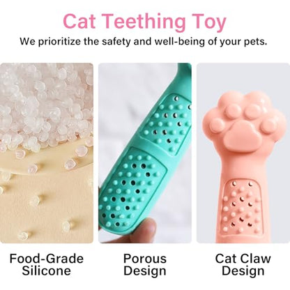 Cat Teething Toy, Cute Paw Chew Toys for Cat Dental Care, Pet Treat Dispenser Toy for Kitten Chewing, Kicking and Boredom Releasing, Pet Puzzle Toys (Pink-2 PCS) - color: Pink-2 PCS